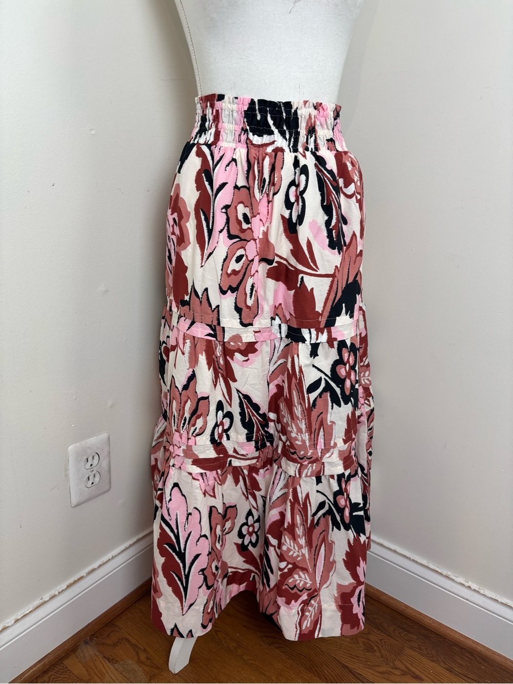Anthropologie Somerset Tiered Midi Skirt With Floral Design Size Large NWT - Picture 6 of 8